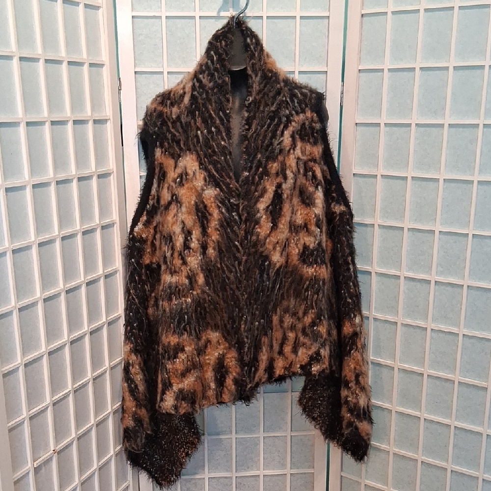 Cleo Animal Print Soft Open Vest Poncho / Wrap 6761